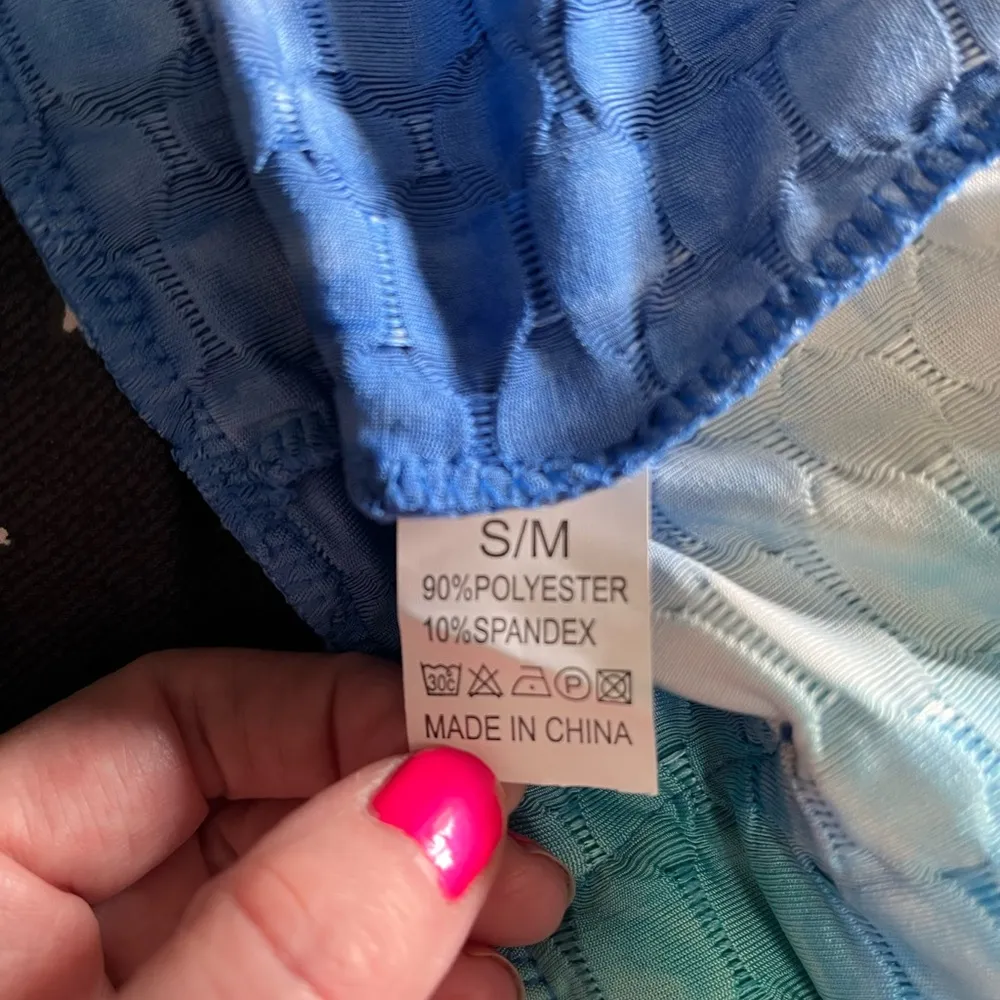 AZ Tie Dye Blues Full Zip Stretch Hoodie Sweatshirt Coat Ruched Women’s S/M NWT Blue Size M - Image 5