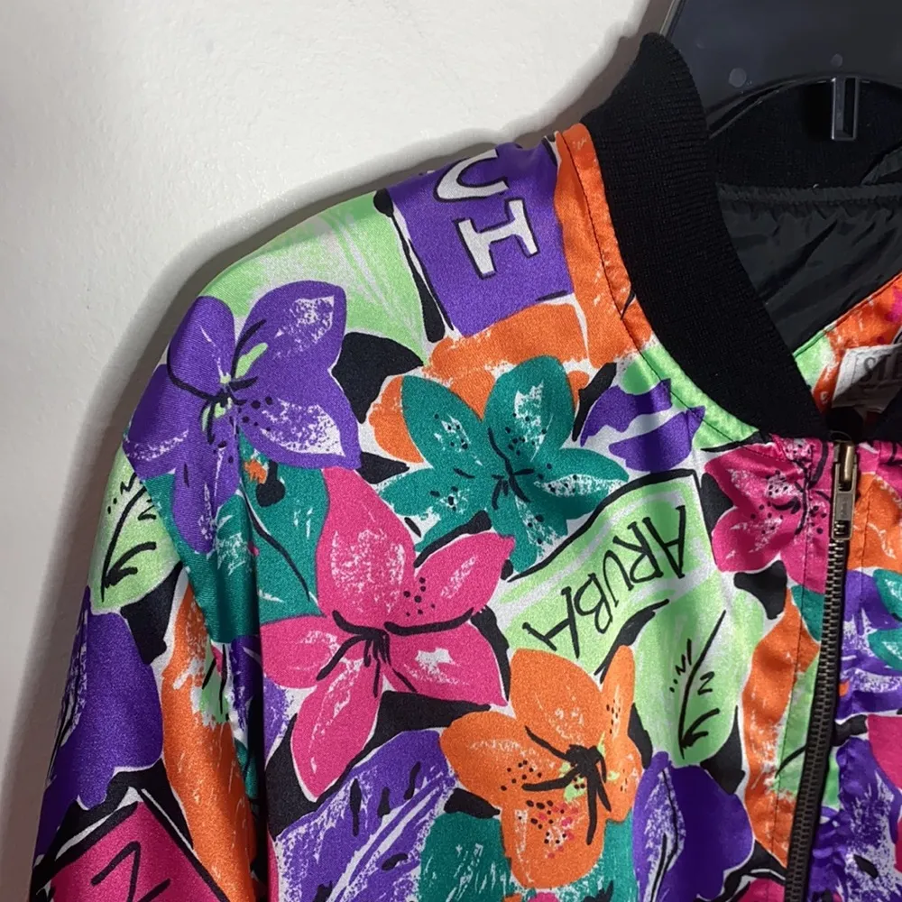 Vintage Stefano Worldwide colorful satin resort bomber jacket size M Size M - Image 90