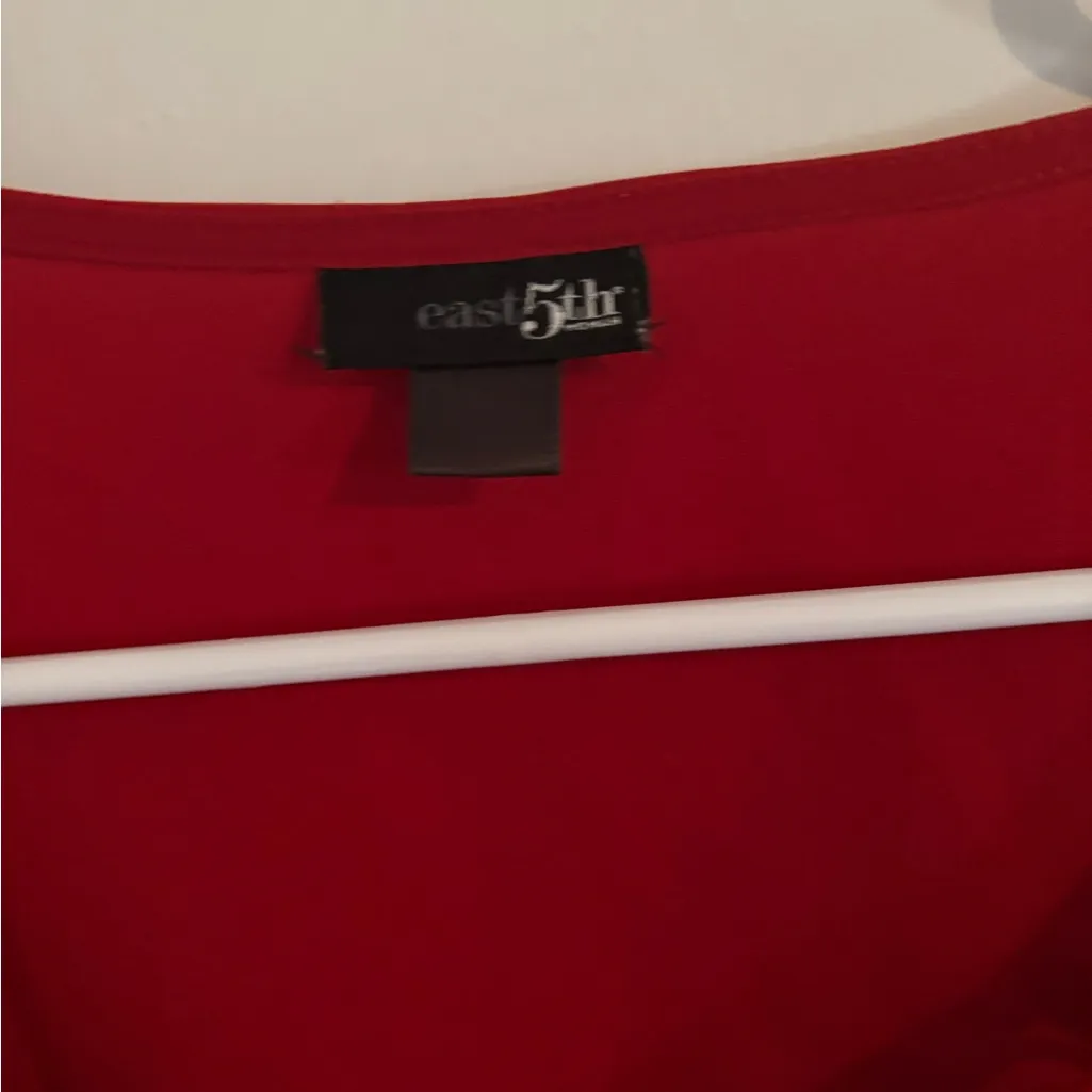 East 5th Red Blouse with Detailed Neckline - Image 2