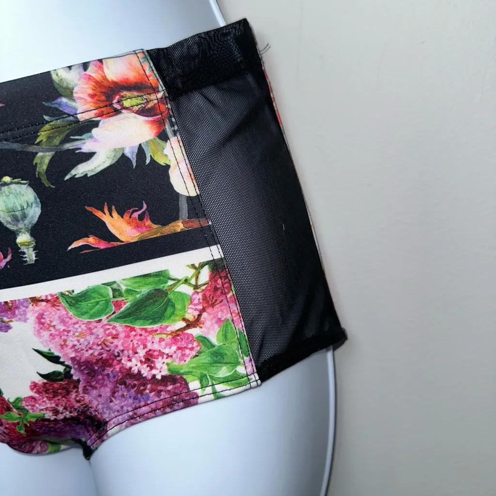 Clover Canyon Made In USA Mesh Side Bikini Bottom EUC Size S Floral‎ Print - Image 2