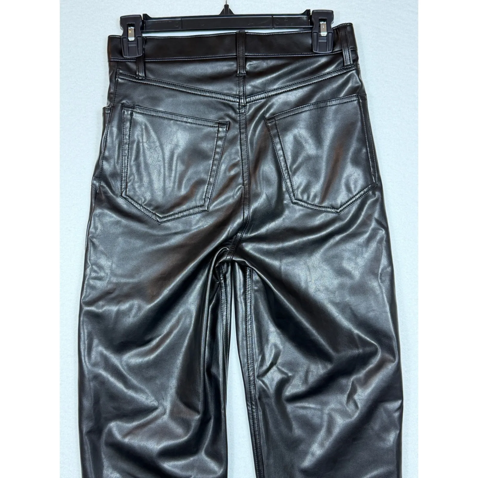 Abercrombie & Fitch Vegan Leather Pants Ultra High Rise Straight Leg Black 26/2 - Image 5