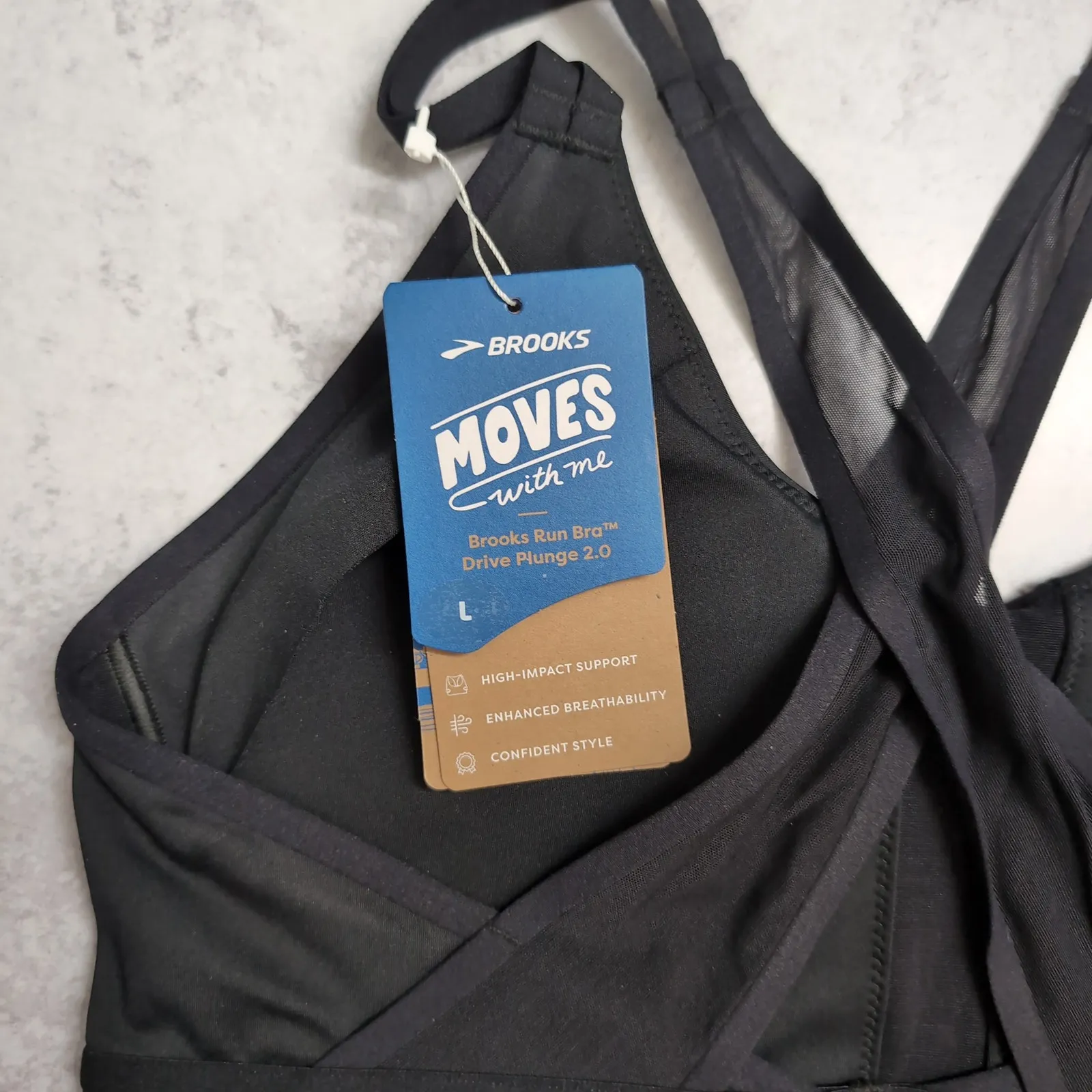 Brooks Black Drive Plunge Run Bra 2.0 High Impact Support L - Image 6