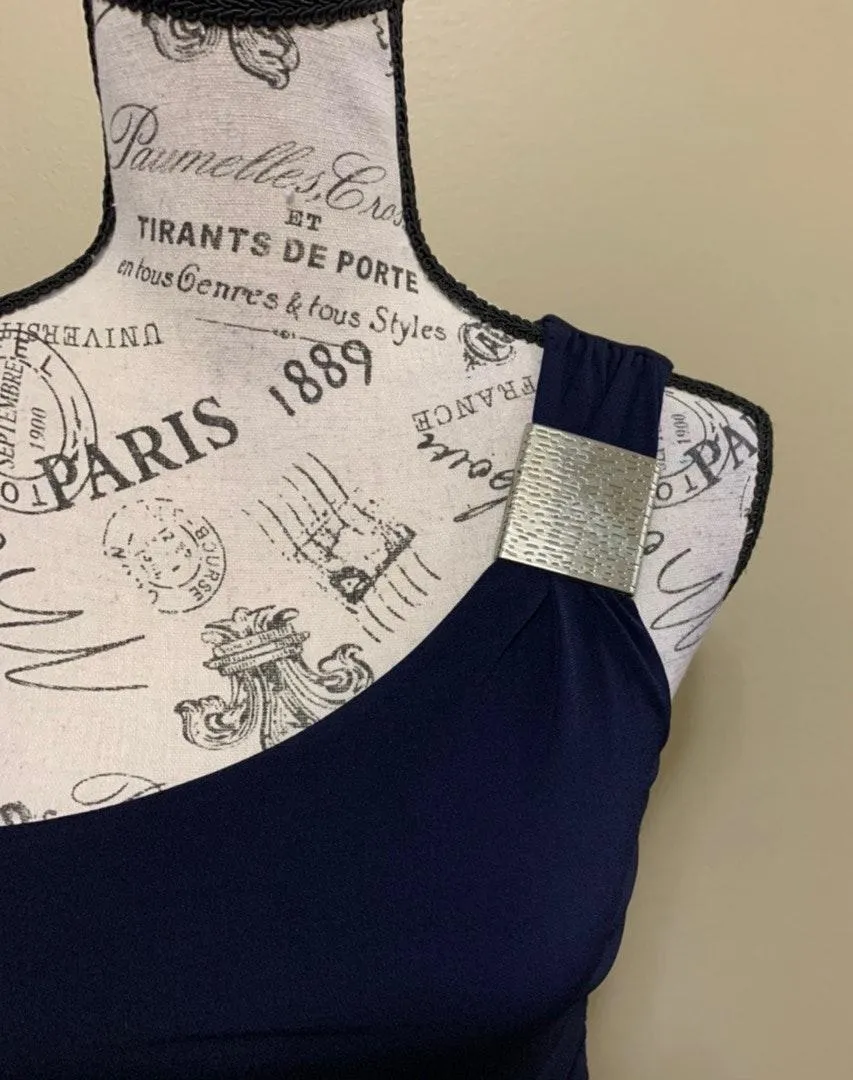 Blue One Shoulder Ruched Dress - Image 7