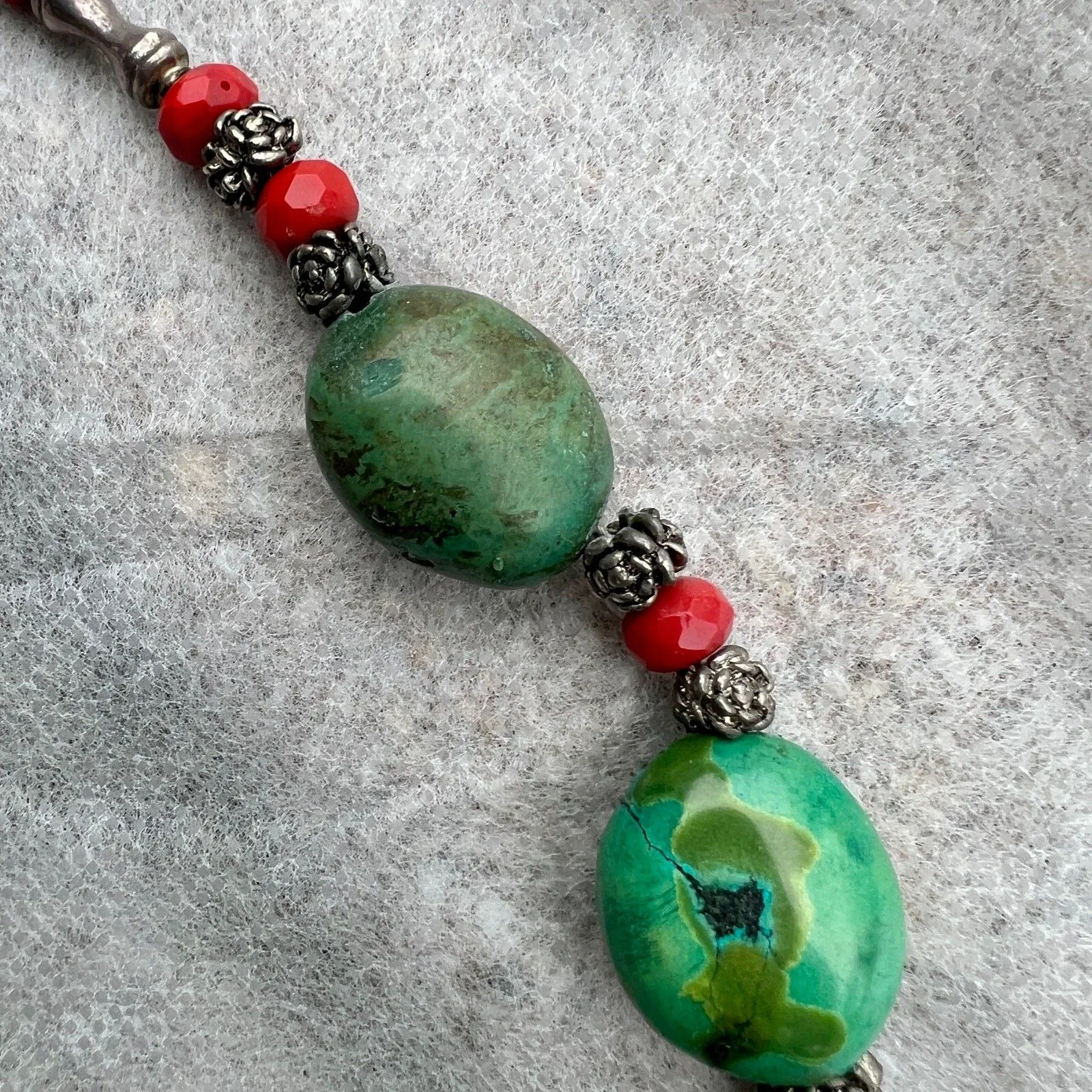 Green Turquoise pendant necklace silver toggle - Image 6