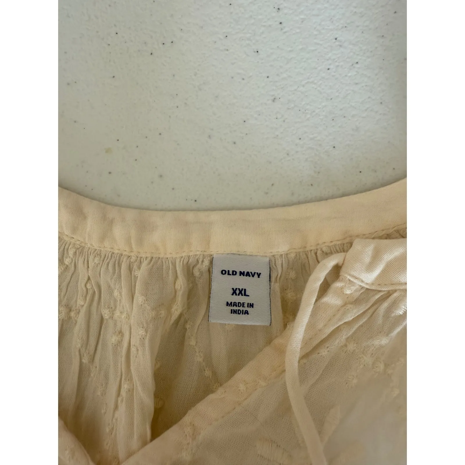 Old Navy Embroidered Tunic Top‎ XXL Cream Long Sleeve Boho Bohemian Blouse Top - Image 6