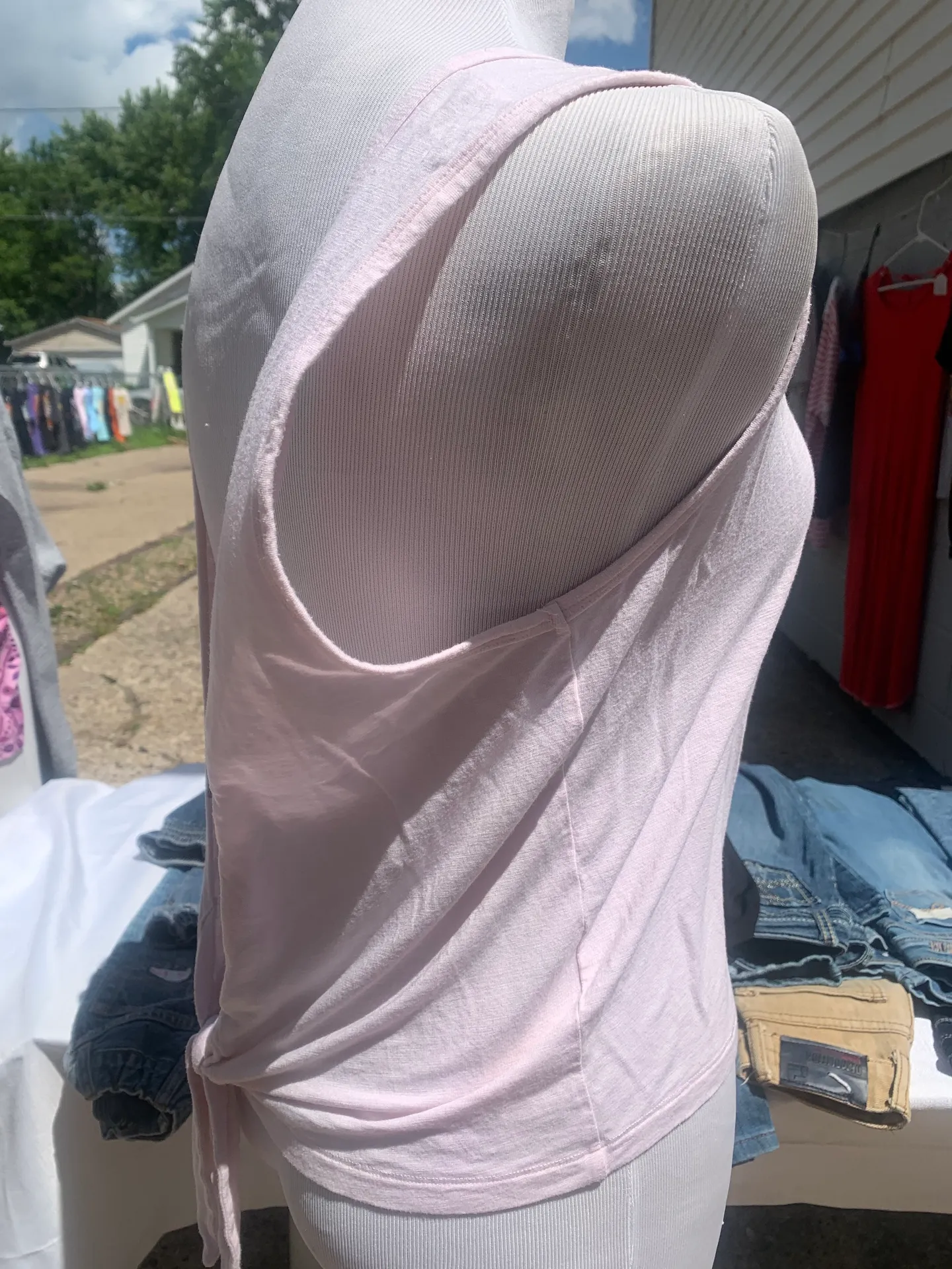 Baby Pink Open Back Tank Top - Image 5