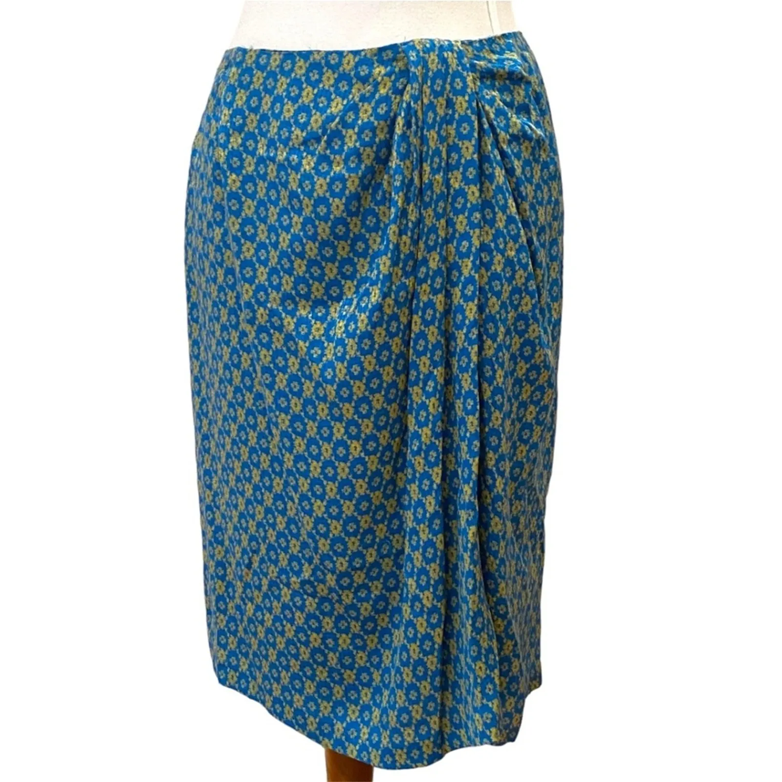 Vintage Skirt Top Set Silk Medium Petite 2 piece Cocktail Party PM 12P 80s 40s Blue - Image 5