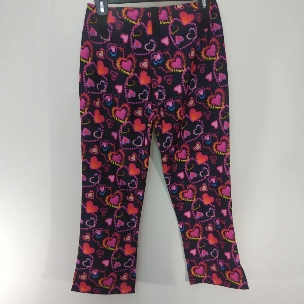 I.AM.GIA Womens Rylee Cropped Pants Black Pink Hearts Stretch‎ XS - Image 11