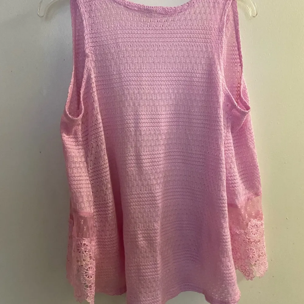 Women’s Pastel Petal Pink Cardigan S Small Knit Lace Bottom Bust 32” 34” - Image 4