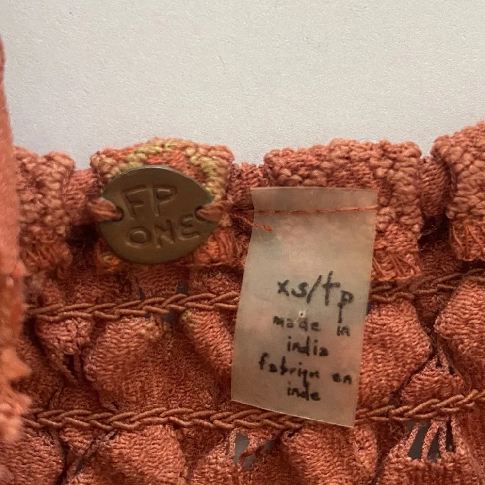 FREE PEOPLE Adella Bralette Women's XS Embroidered Lace Copper Crop Top Coquette - Image 7