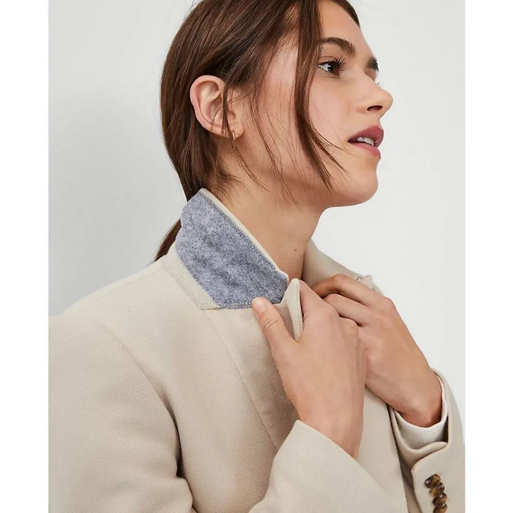 Ann Taylor Toasted Oat Twill Relaxed Long Double Breasted Blazer Size 14 - Image 3