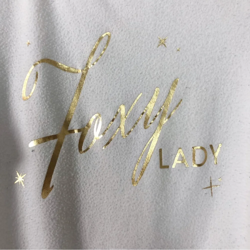 Wildfox Foxy Lady Fleece Sweatshirt XS Women’s White Gold Sweater Crewneck - Image 2