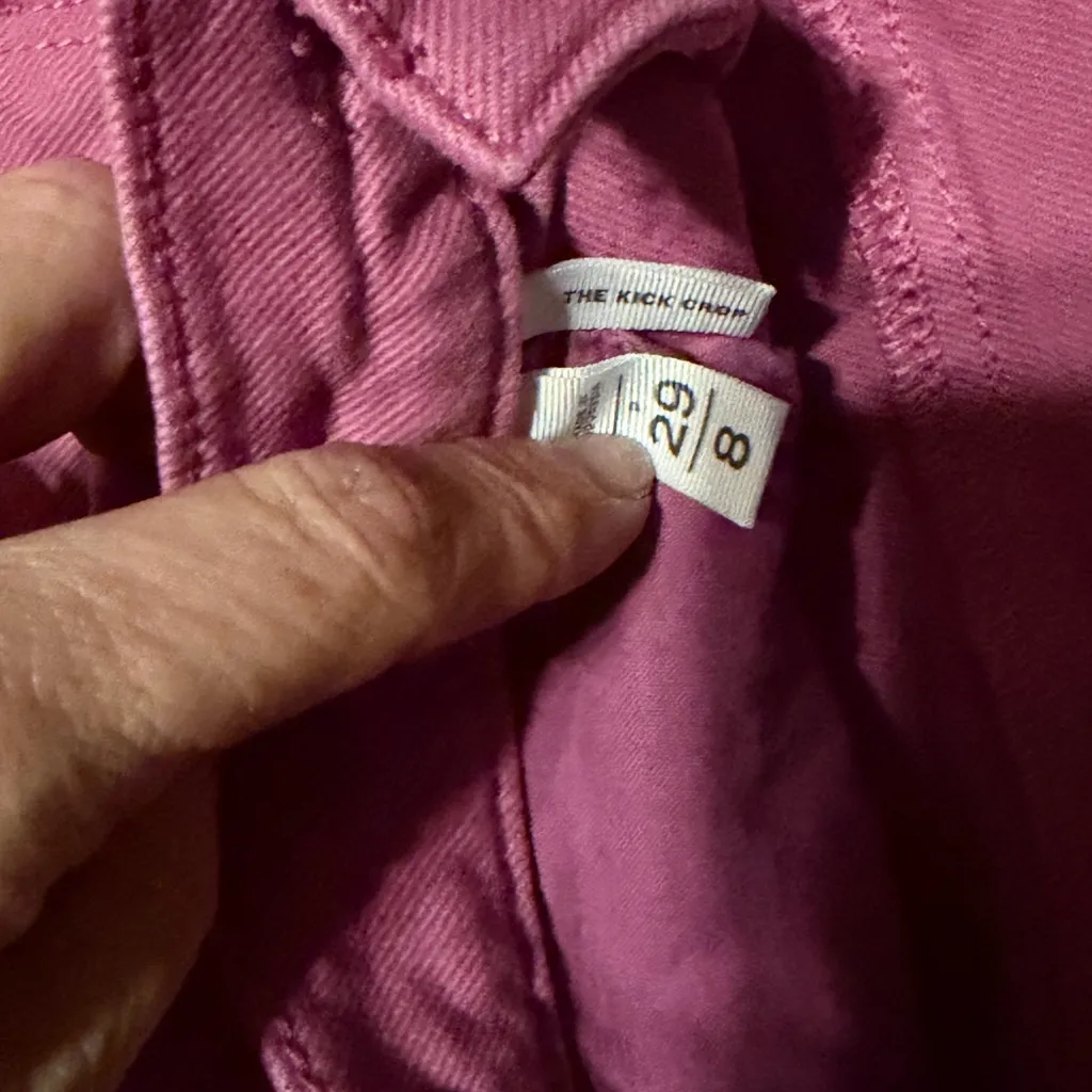 LOFT The kick Crop raw hem Jeans in Pink size 29 28 inseam - Image 4