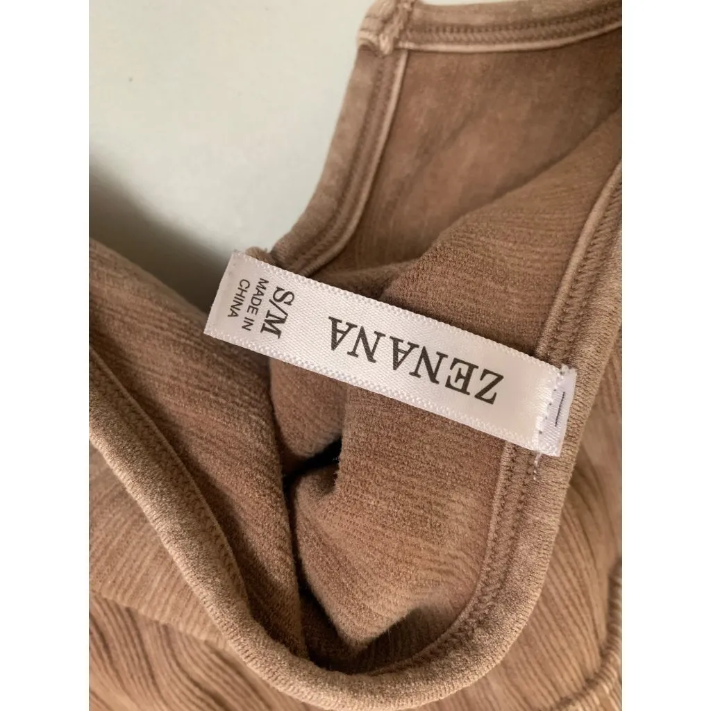 Women’s Zenana Brown Acid Washed Bra Size S/M - Image 6