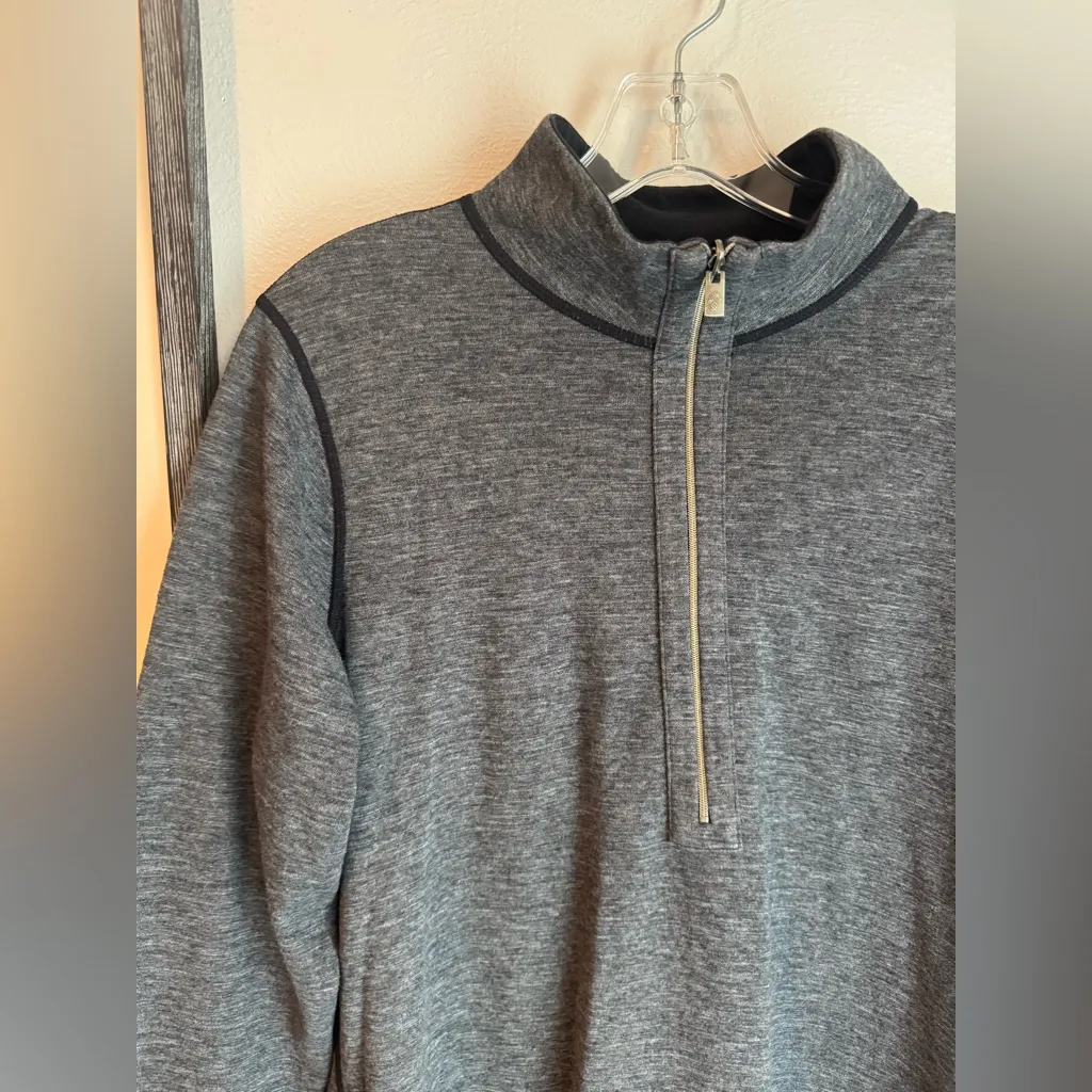 Tommy Bahama Gray and Black Half Zip Long Sleeve Billow Double Knit Dress - Image 3