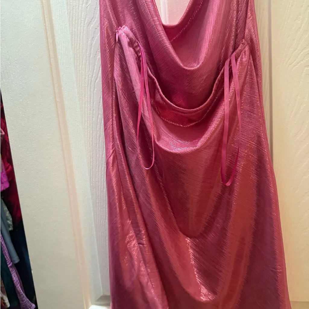 Princess Polly Pink Metallic Cowl Neck Halter Mini Dress - US 6 - Image 2
