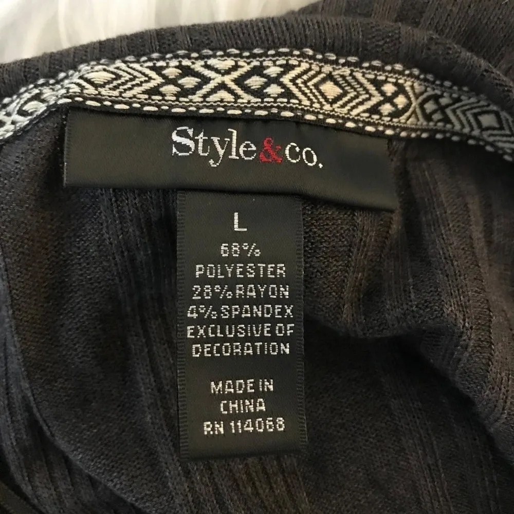 Style & Co Grey Long Sleeve Sweater Thin Large - Image 6