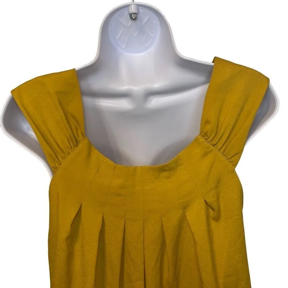 Lili's Closet Small Mustard Yellow Tie Front Flowy Silky Blouse Secretary Office - Image 3