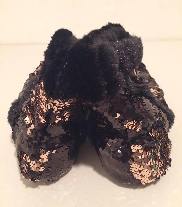 Sequin Slipper Socks Black Size 8 - Image 3