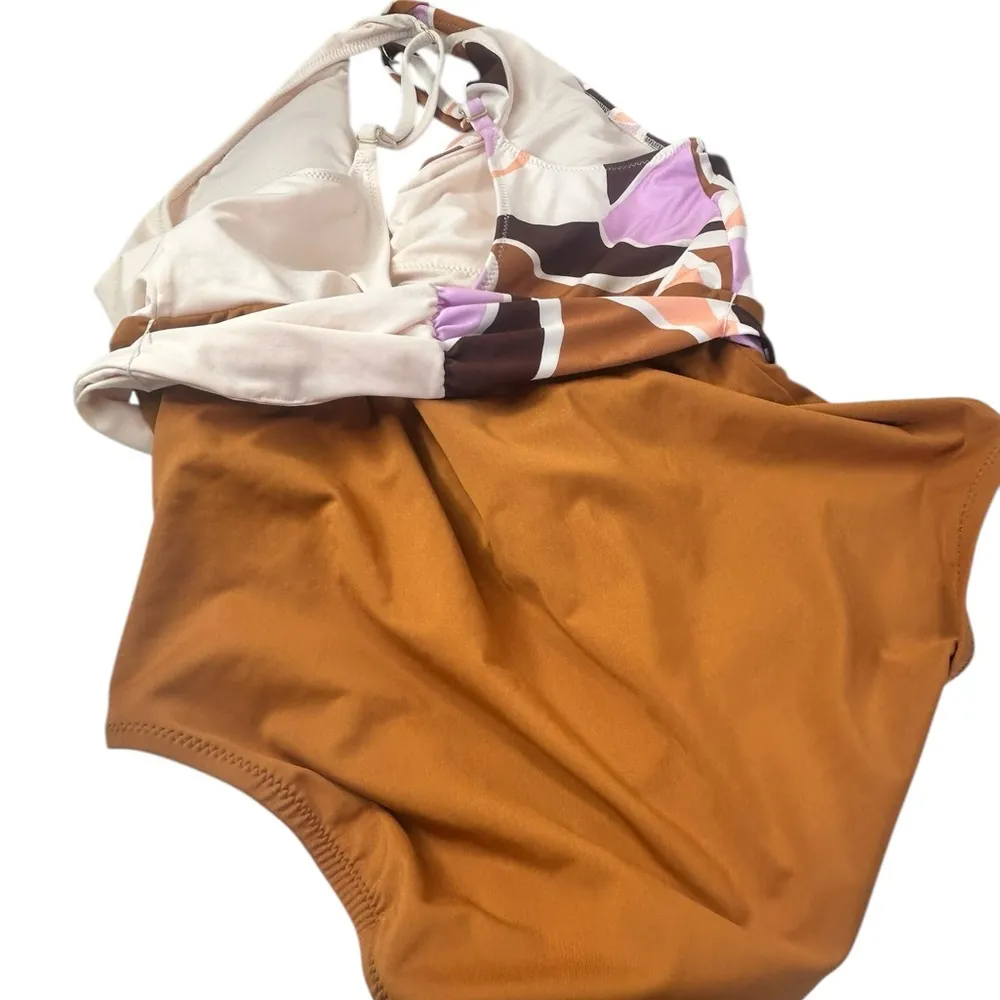 New Anthropologie Sanctuary Tie Front Plung One Piece Swimsuit X-Large - Image 4