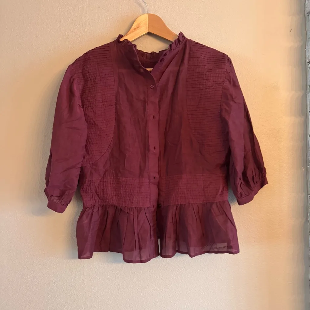 Something Navy  Pleated Peplum Blouse‎ - Image 2