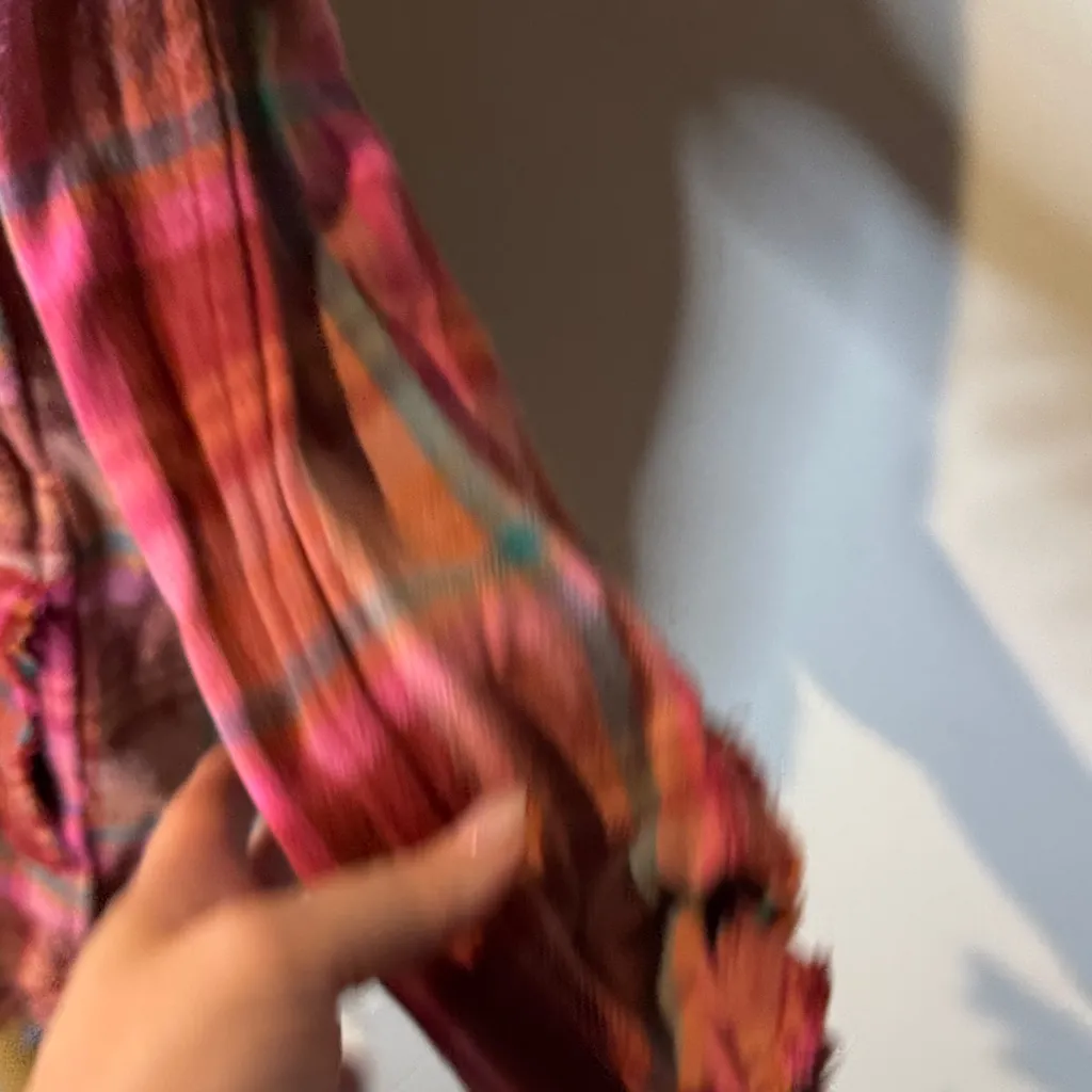 We The Free Multicolor Plaid oversized button up sz M - Image 5