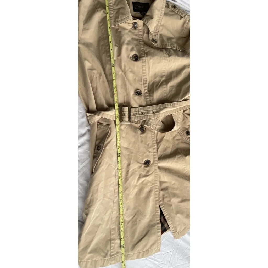 Vintage Pendleton Women’s Size XL Khaki Brown Long Trench Pea Coat Belt Strap - Image 6