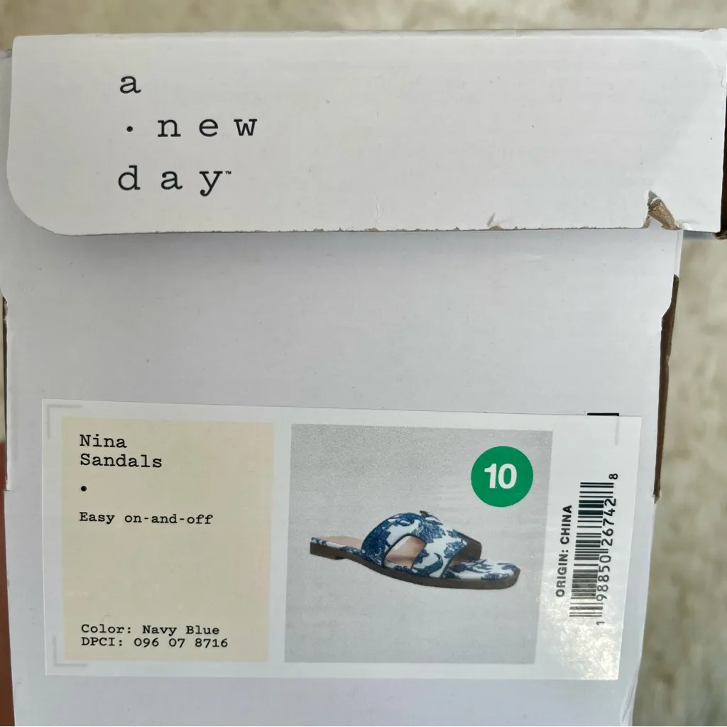 Women's Nina Slide Sandals - A New Day™ Navy Blue‎ 10: Slip-On Mules Open Toe - Image 3