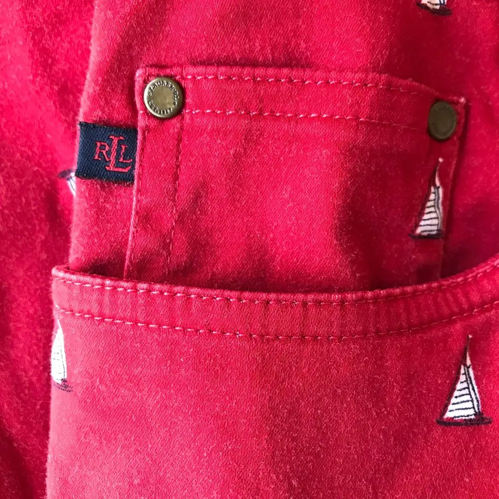 Lauren Ralph Lauren Sailboat pants Size 8 Red Ankle Preppy - Image 4