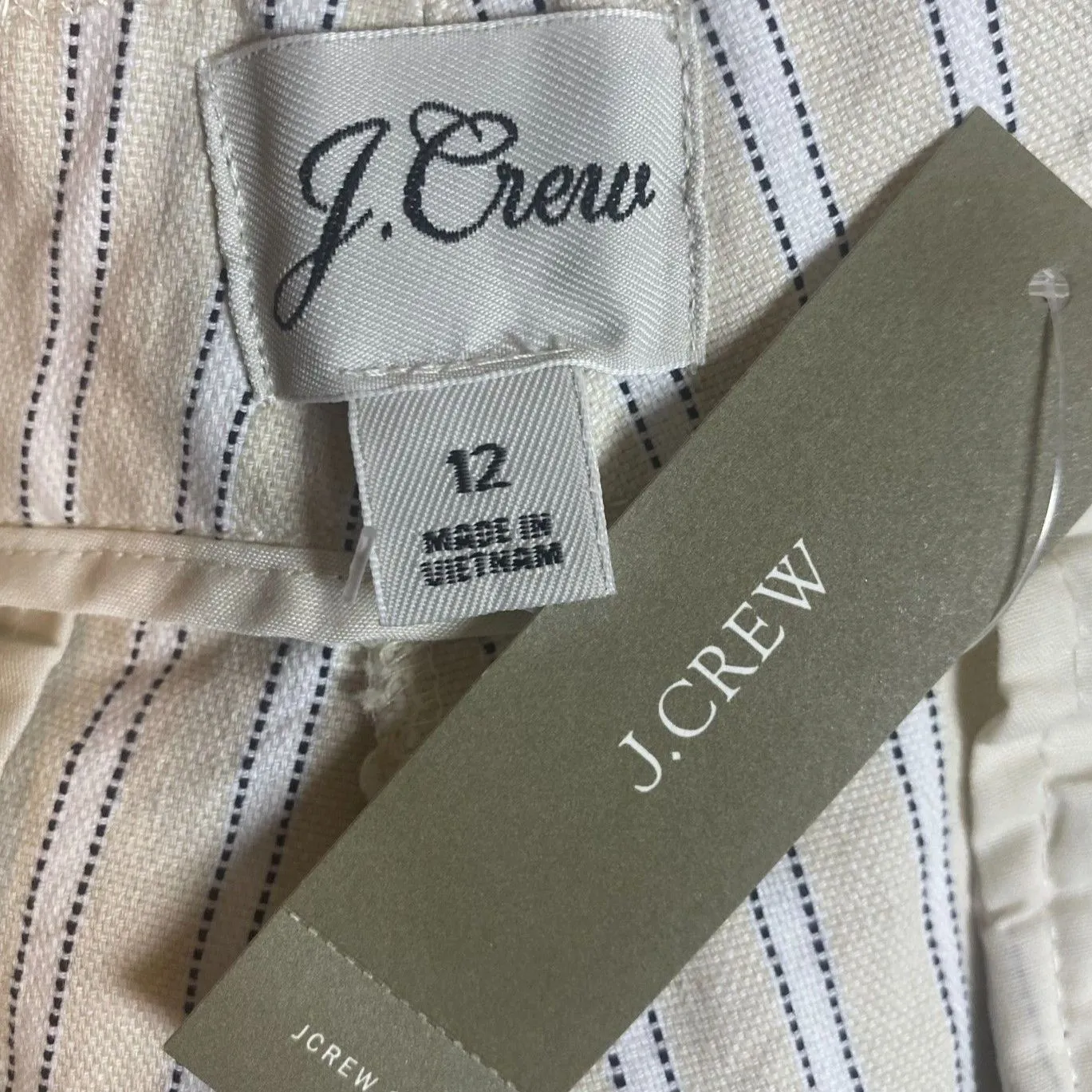 J. Crew Shorts Women's Size 12 Beige Striped Chino Preppy Summer Minimalist NWT - Image 4