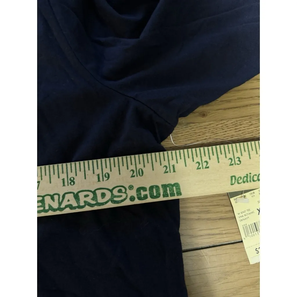 Eddie‎ Bauer Women V Neck Knit Tunic Top Size XXL Botanic Dark Navy Cotton NWT - Image 5