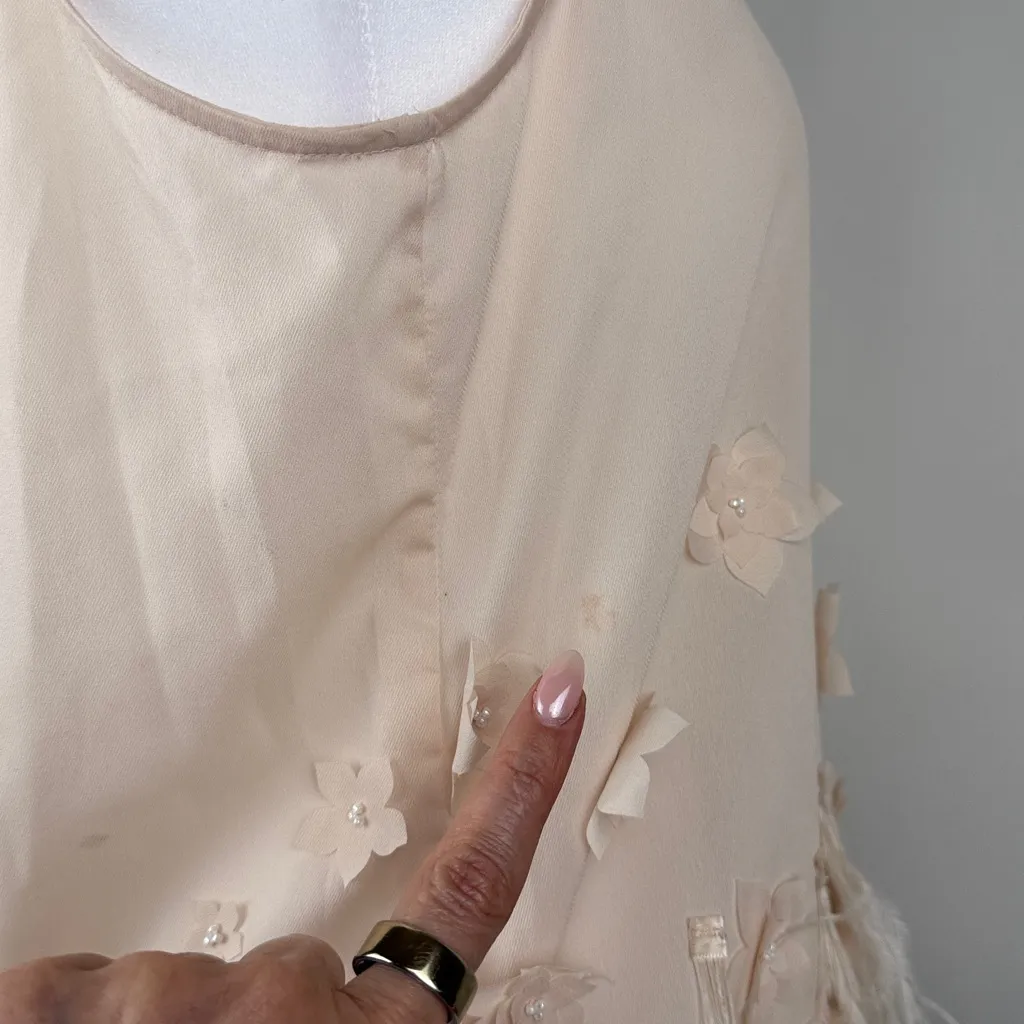 Moulinette Soeurs Anthropologie Feathered Fringe Floral Blouse Tank Top Small - Image 10