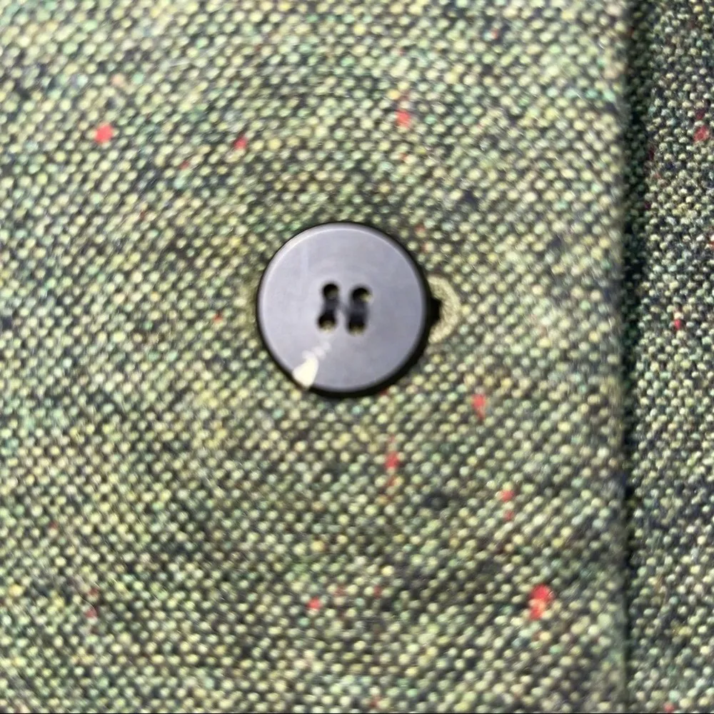 LE SUIT PETITE GREEN WITH RED SPECS WOOL BUTTON DOWN BLAZER SIZE 6P - Image 5