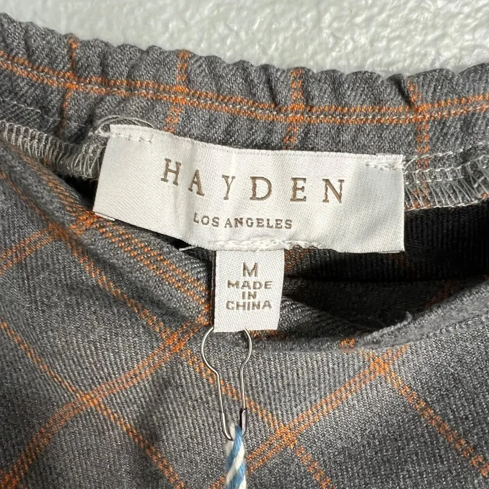 Hayden NWT  Off Shoulder Ruffle Short Sleeve Top Flowy Gray‎ Orange Medium - Image 3