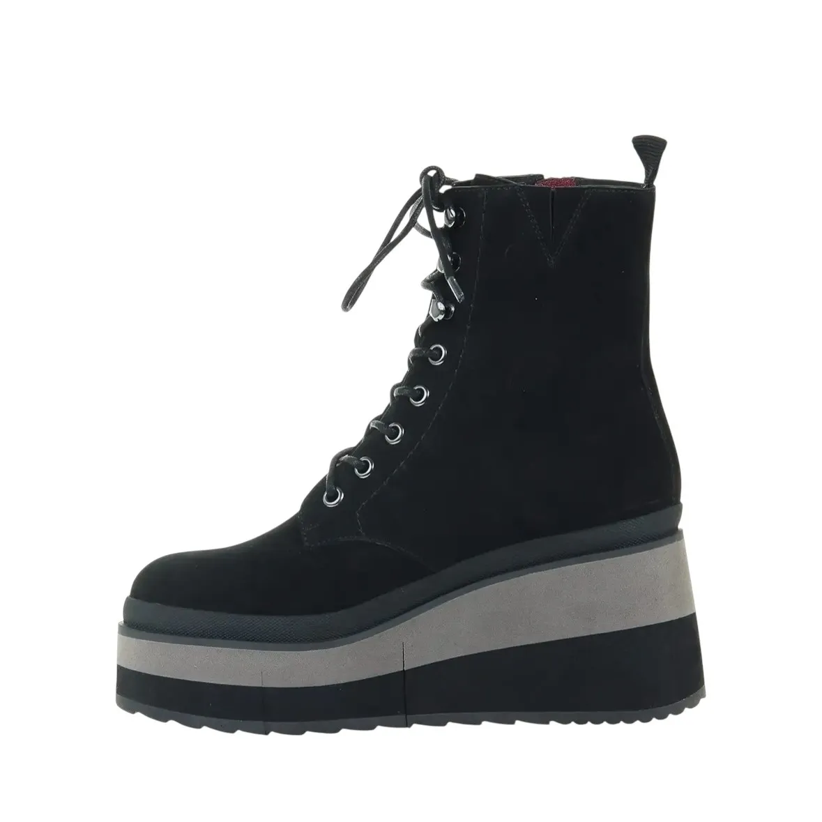 Naked Feet Burnout Black Boots Suede‎ Leather Lace Up Combat Wedge Platform 6.5 - Image 2