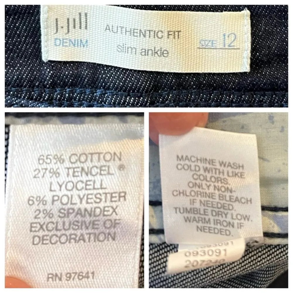 J. Jill Jeans Floral Embroidered Slim Ankle Luna Dark Wash NEW Women’s Size 12 - Image 8