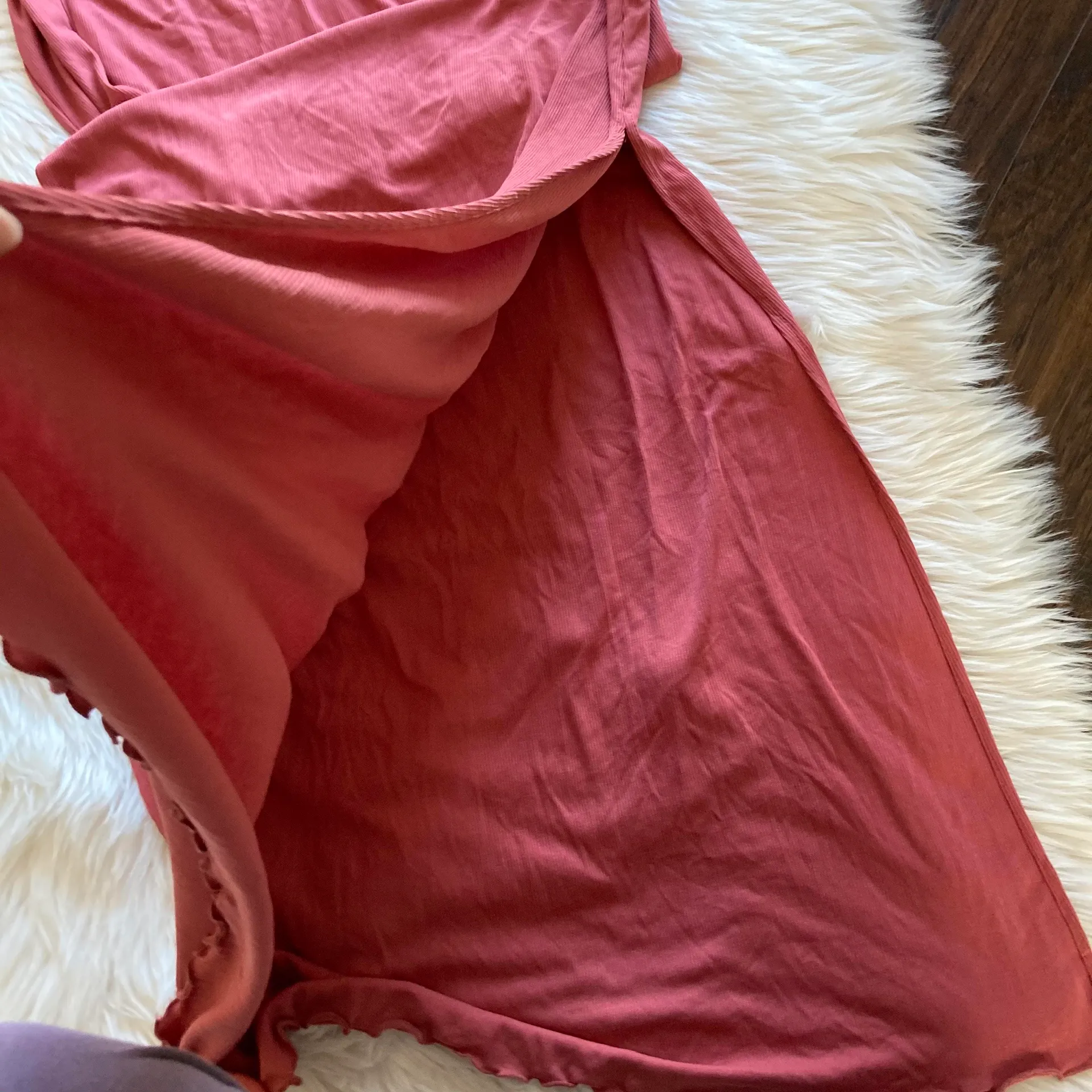 Lucy Love Pink Ribbed Side Slit Maxi Dress - Image 7