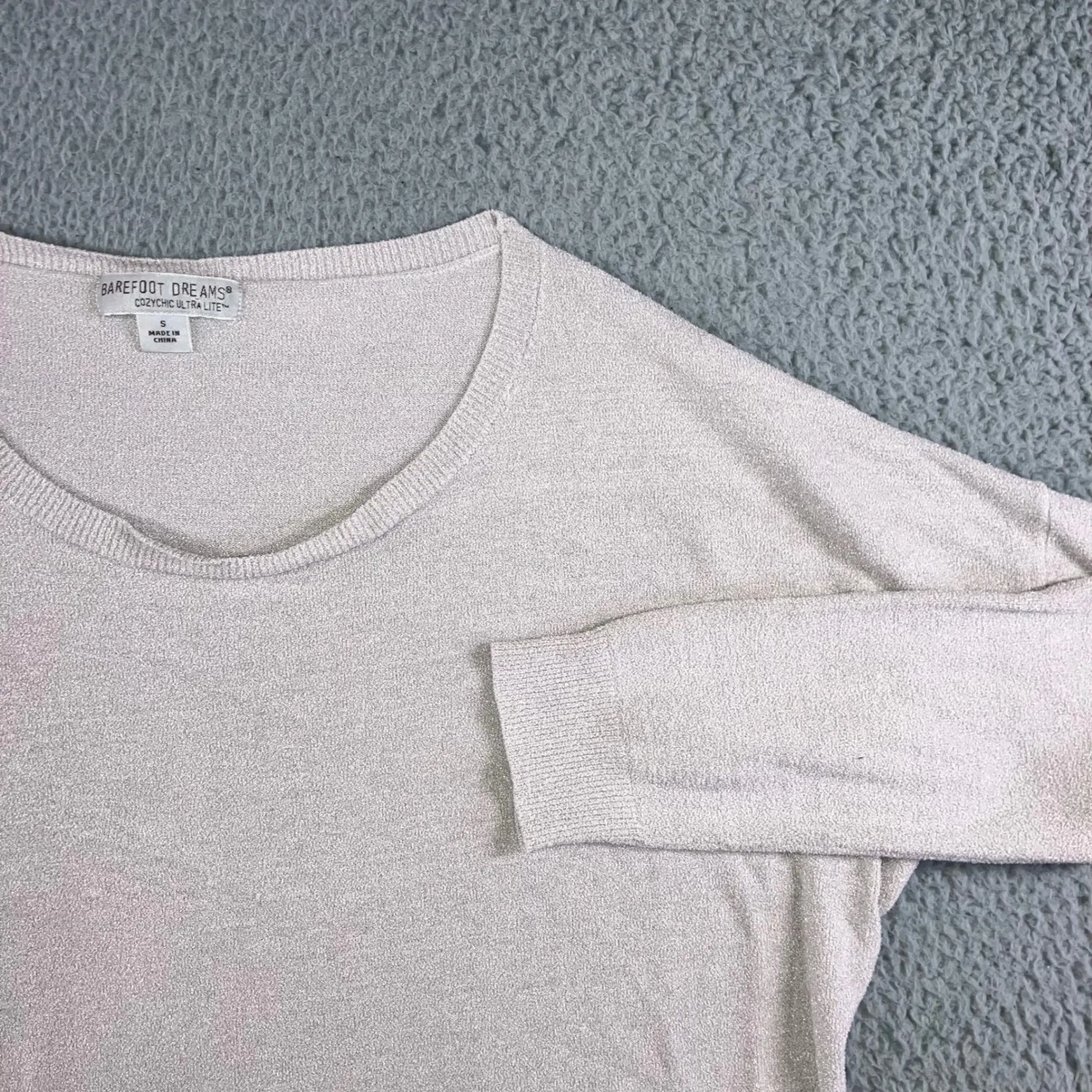 Barefoot Dreams CozyChic Ultra Lite Knit Sweater Women Small Oversized Sparkle - Image 2