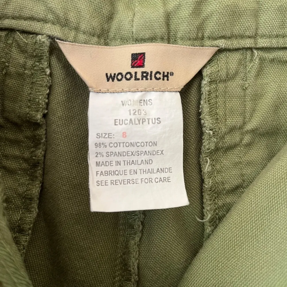 Woolrich‎ Sz 31 Army Green Capri Pants Side Slits Pockets High Rise Casual - Image 2