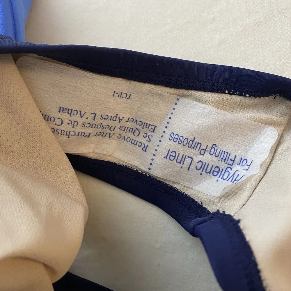 Kona Sol Wrap Tie Colorblock One Piece Swimsuit Navy Blue Light Blue Sz S New - Image 6