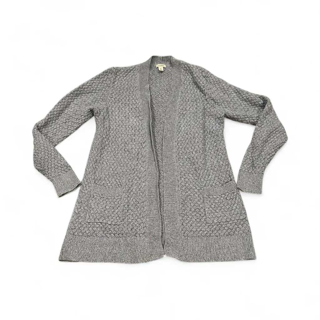 LL BEAN LIGHT BLUE COTTON OPEN FRONT CARDIGAN M Size M - Image 2