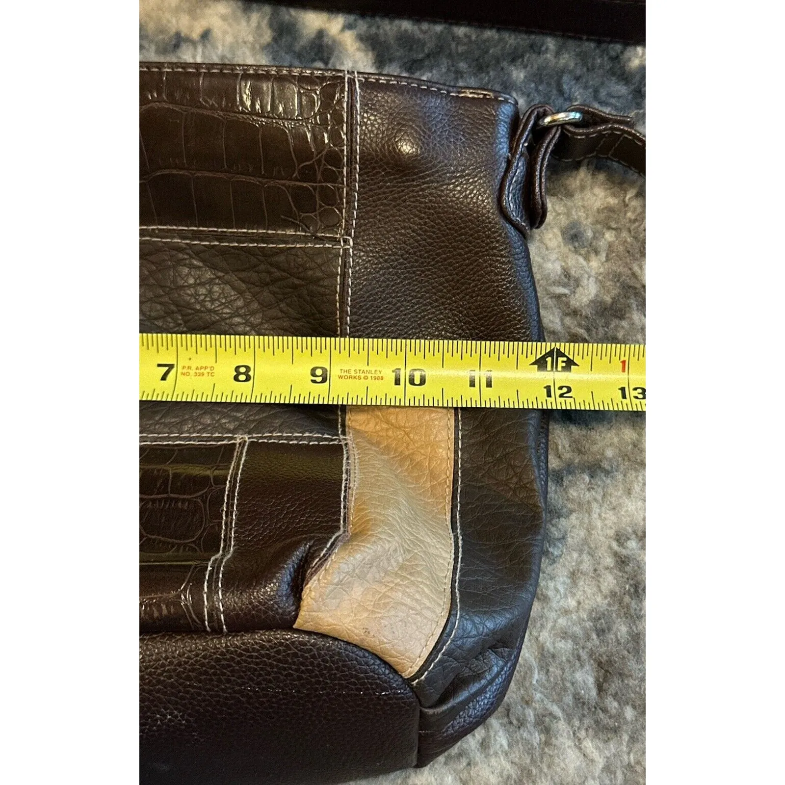 Patchwork Purse Brown Genuine Leather Shoulder Bag Hippie Western Boho Vintage - Image 9