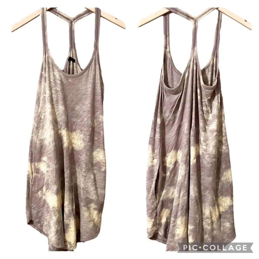 ATM Anthony Thomas Melillo Dusty Mauve Tie Dye Racerback Dress Size XS Oversized Purple - Image 3