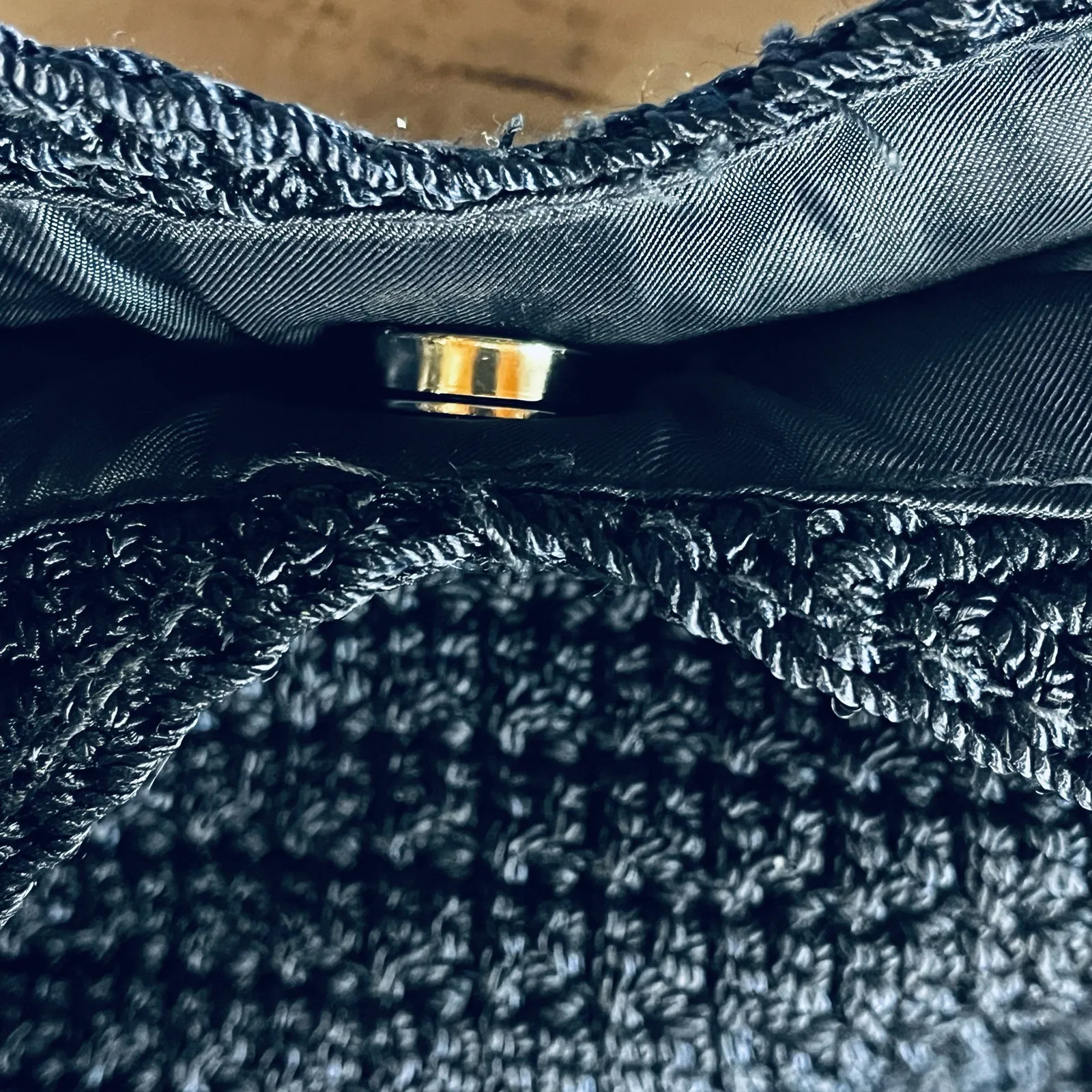 The Sak Shoulder Bag Crochet Purse NAVY BLUE Handmade 12" x 16" Boho Knit Hippie - Image 11