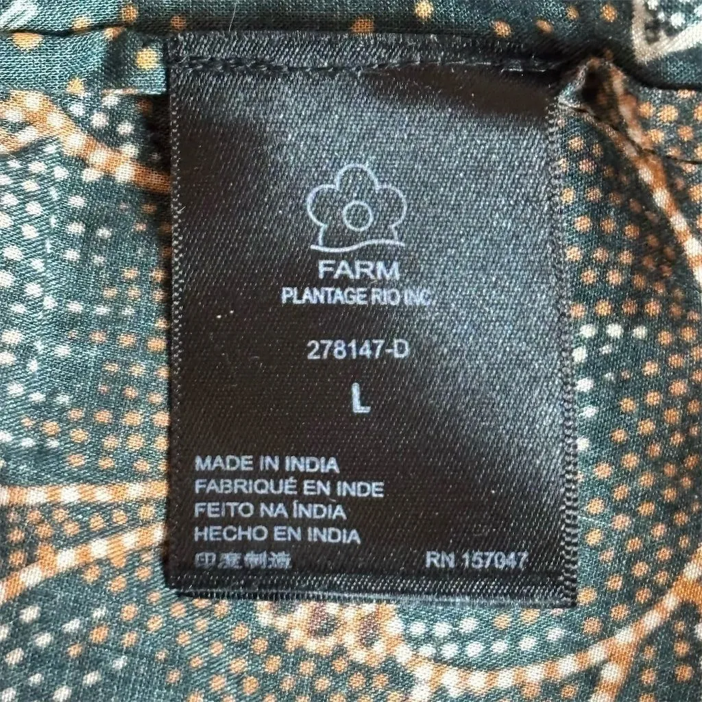 Farm Rio Women's Black Geometric Peasant Blouse Size L Bohemian Style - Image 3