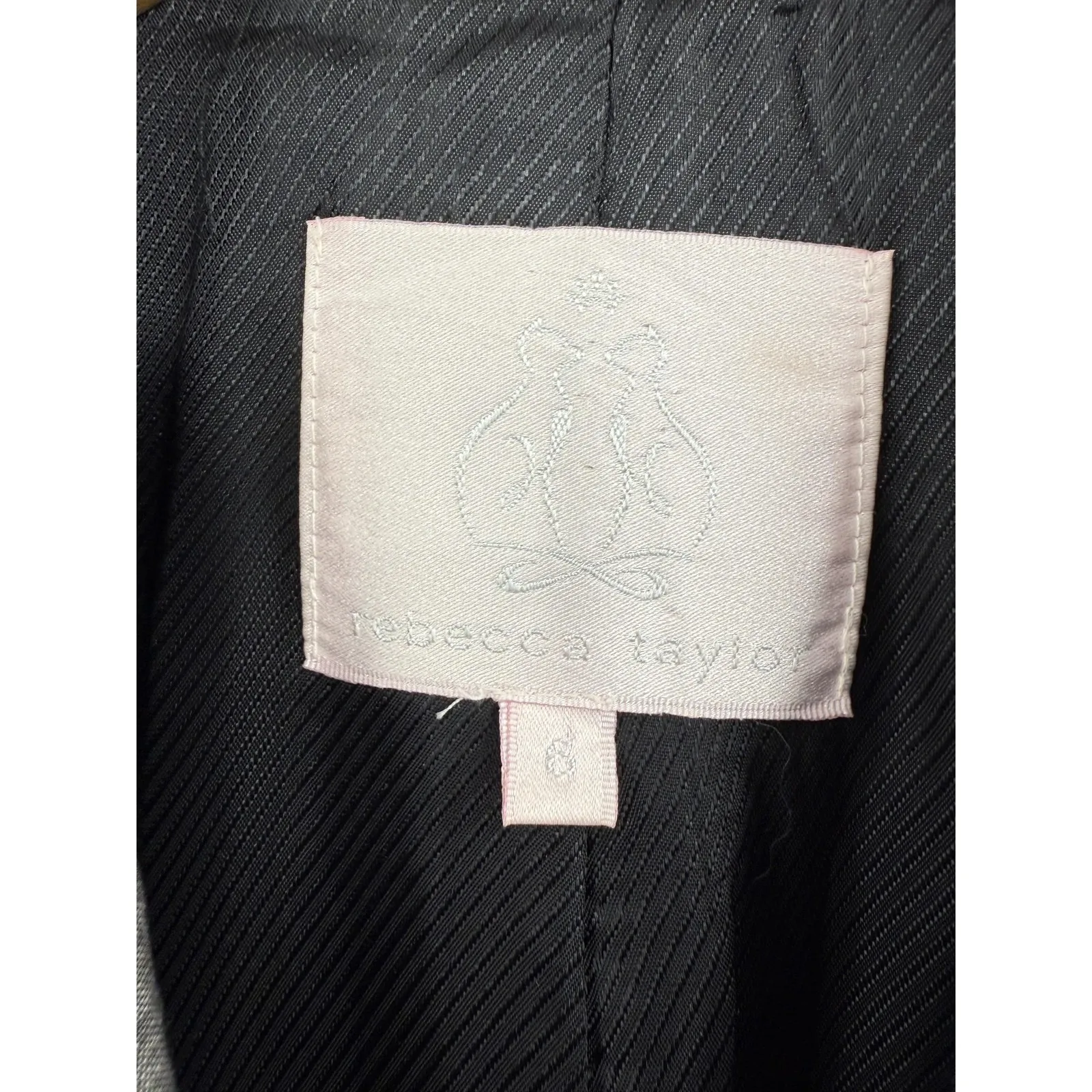 Rebecca Taylor Blazer Womens 6 Gray Bow Pocket Lined Tailored Office Jacket - Image 2