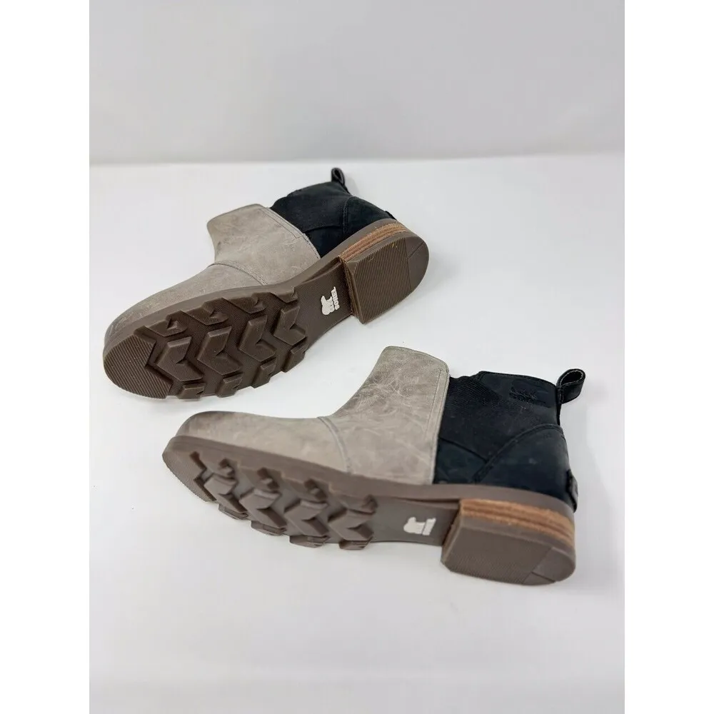 Sorel Boots Gray Leather Emelie Chelsea Ankle Bootie Pull On NL3719-052 US 8 - Image 7