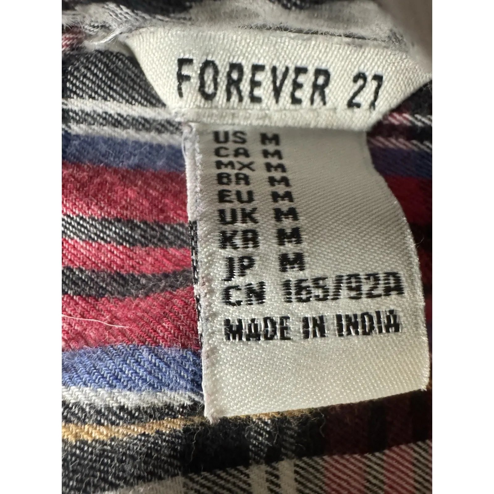 Forever 21 Red/Blue/White Plaid Button Up Collared Shirt, Flannel, Medium - Image 5