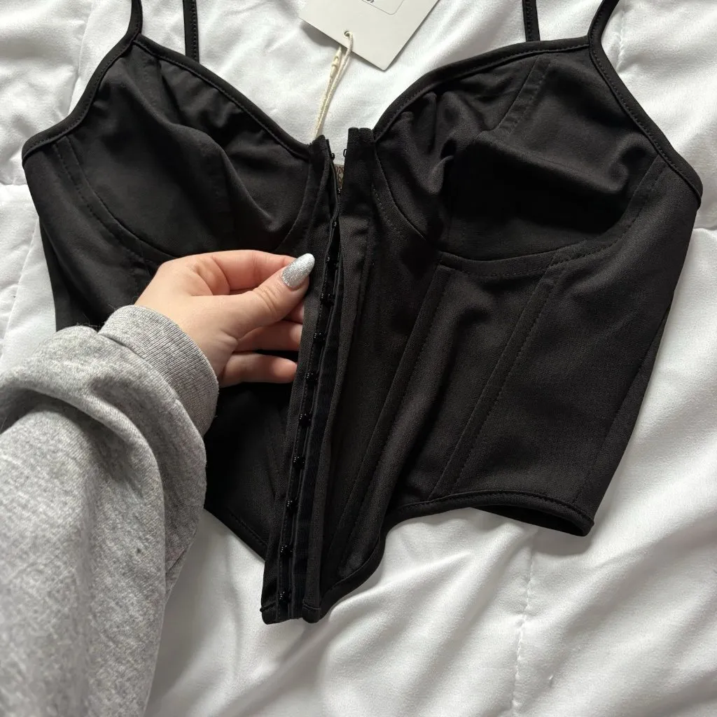 NWT Womens Size Small Black Sexy Bra Bustier Cropped Corset Vampire Coquette Y2K - Image 6