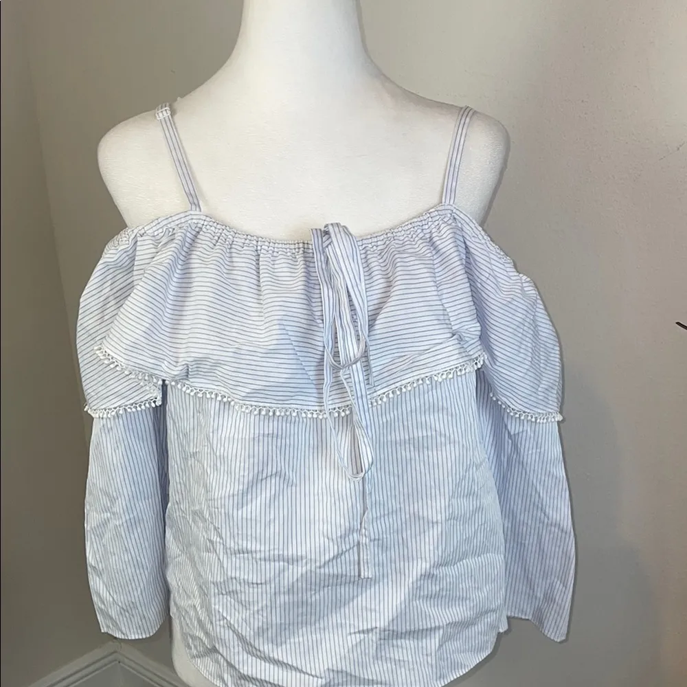 Jonathan Simkhai Blue Ruffled Off the Shoulder Tank Top Size XS - Image 4